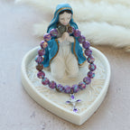 Pulsera de Ágata Morada Veteada: Fe Distintiva con Textura Terrenal