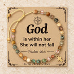 Natural Stone & Cross Bracelet with Bible Card Series