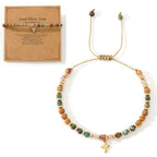 Pulsera de Piedra Natural y Cruz con Serie de Tarjetas Bíblicas: Devoción para Momentos Especiales