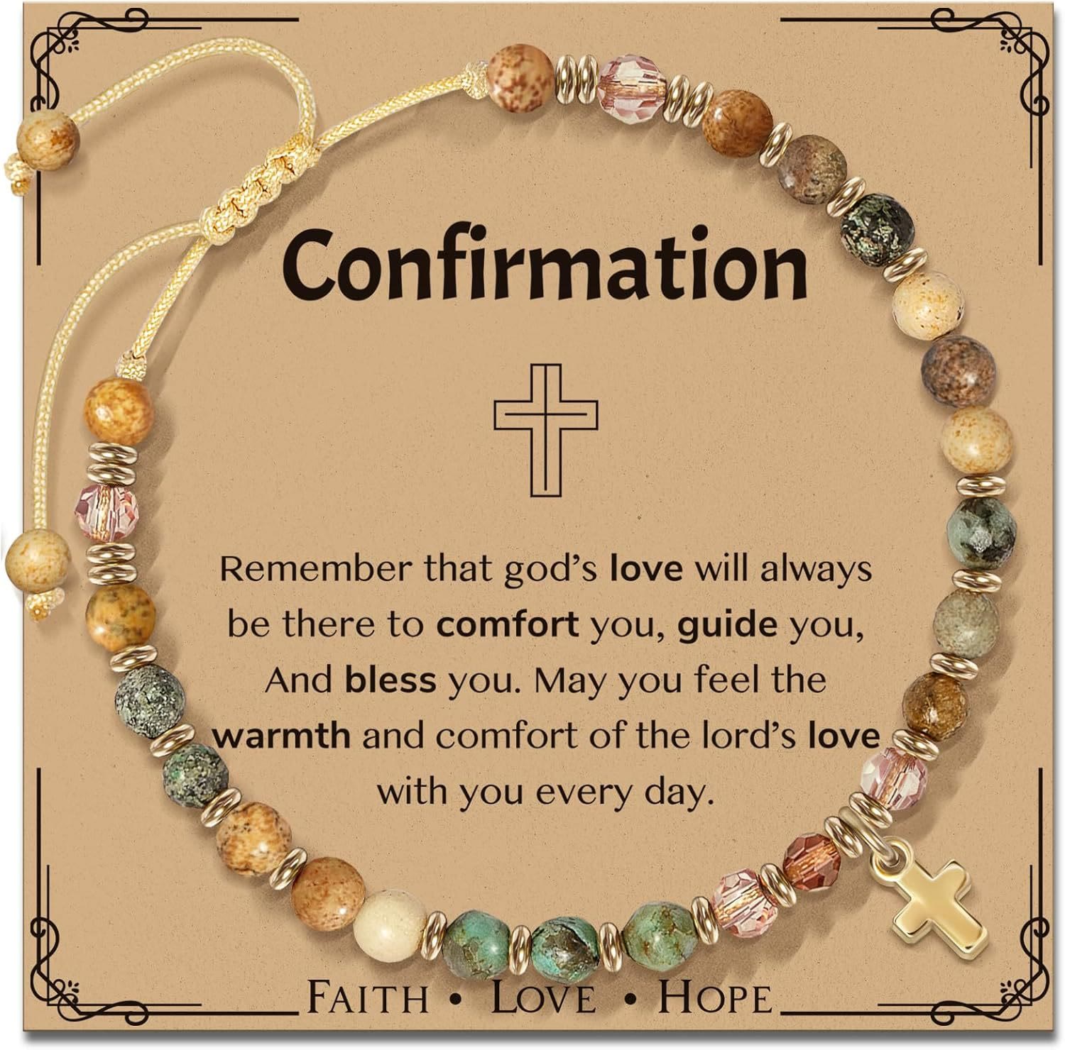 Pulsera de Piedra Natural y Cruz con Serie de Tarjetas Bíblicas: Devoción para Momentos Especiales