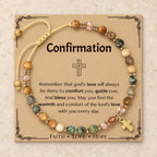 Natural Stone & Cross Bracelet with Bible Card Series