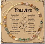 Pulsera de Piedra Natural y Cruz con Serie de Tarjetas Bíblicas: Devoción para Momentos Especiales