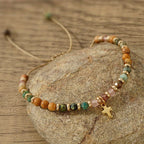 Pulsera de Piedra Natural y Cruz con Serie de Tarjetas Bíblicas: Devoción para Momentos Especiales