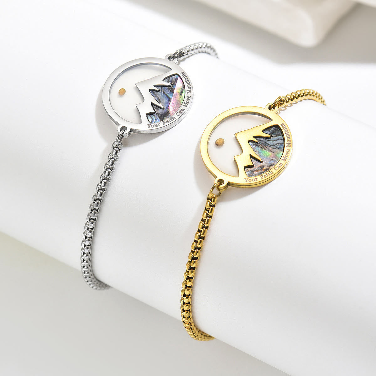 Pulsera de Semilla de Mostaza y Montaña en 2 Colores: Fe Firme para el Día a Día