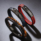 Pulsera de Cruz de Cuero Tejido Josué 1:9: Valor para el Día a Día