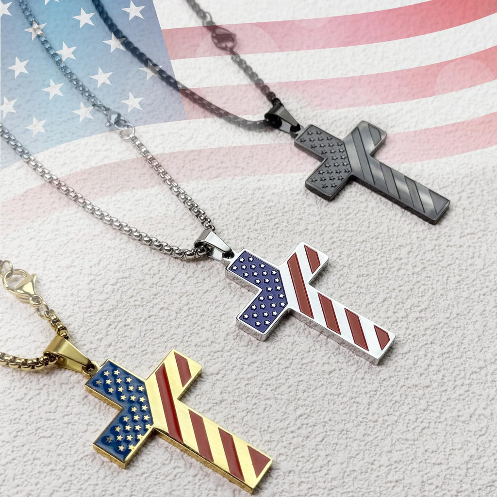 Collar de Cruz Tricolor con Bandera y Escritura: Expresión Patriótica