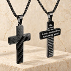 Tri-Color Cross Necklace with American Flag & Scripture