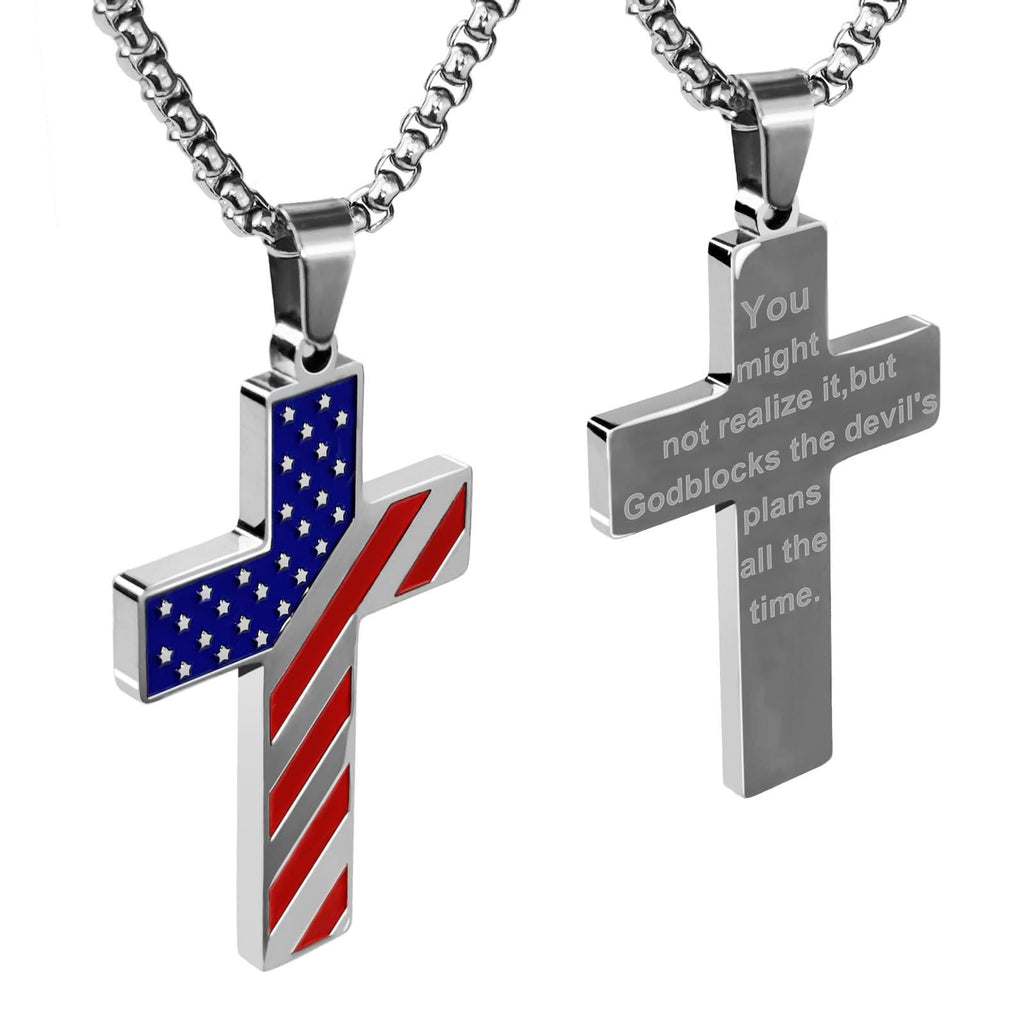 Collar de Cruz Tricolor con Bandera y Escritura: Expresión Patriótica