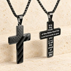 Tri-Color Cross Necklace with American Flag & Scripture
