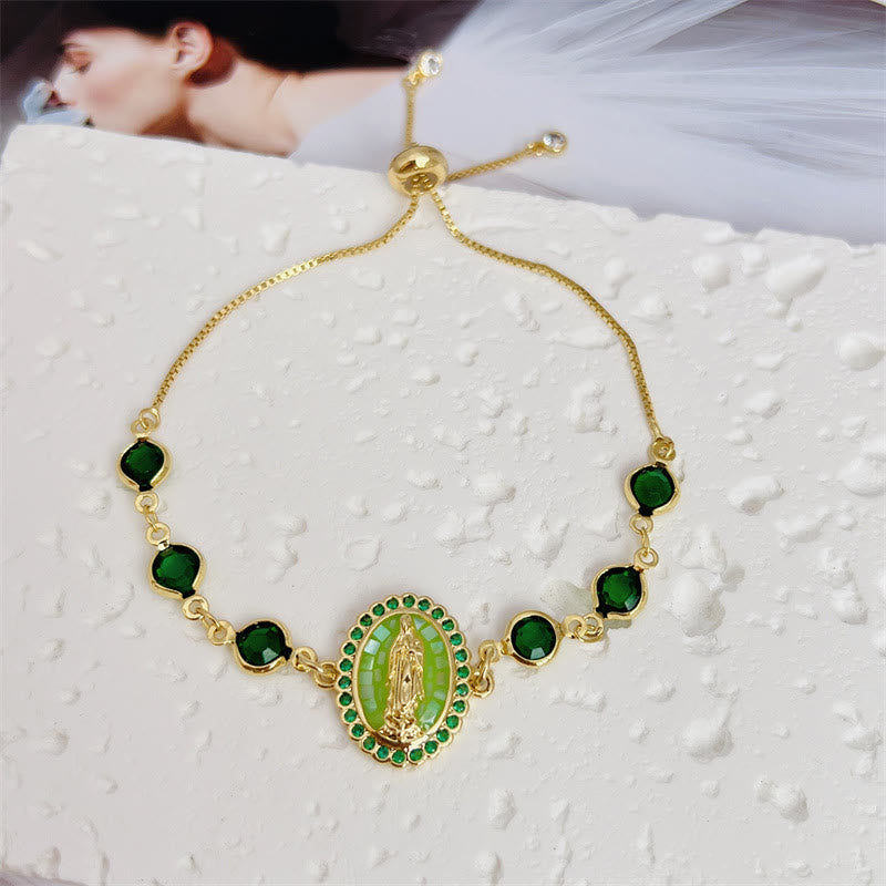 Pulsera de la Virgen con Circonia Multicolor: Recordatorio Sereno de Su Cuidado