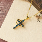 Collar de Cruz Símbolo de Fe con Piedra del Mes