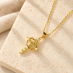 Faith-Symbol Cross Necklace with Monthly Birthstone Accents
