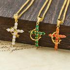 Collar de Cruz Símbolo de Fe con Piedra del Mes