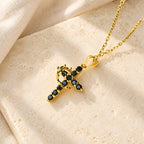Faith-Symbol Cross Necklace with Monthly Birthstone Accents