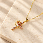 Faith-Symbol Cross Necklace with Monthly Birthstone Accents