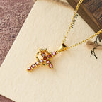 Collar de Cruz Símbolo de Fe con Piedra del Mes