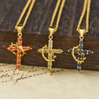 Collar de Cruz Símbolo de Fe con Piedra del Mes