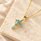 Faith-Symbol Cross Necklace with Monthly Birthstone Accents