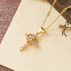 Collar de Cruz Símbolo de Fe con Piedra del Mes