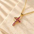 Faith-Symbol Cross Necklace with Monthly Birthstone Accents
