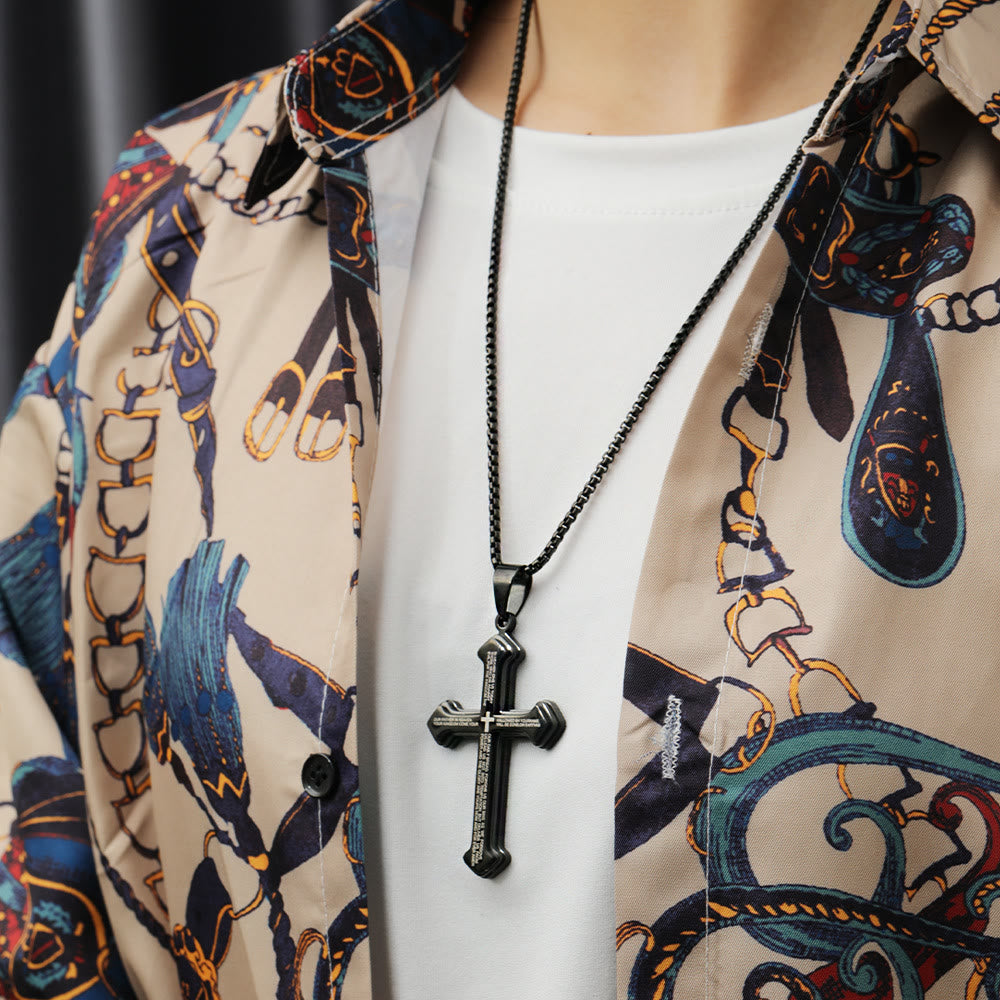 4-Colored Multi-Layered Scripture Cross Necklace