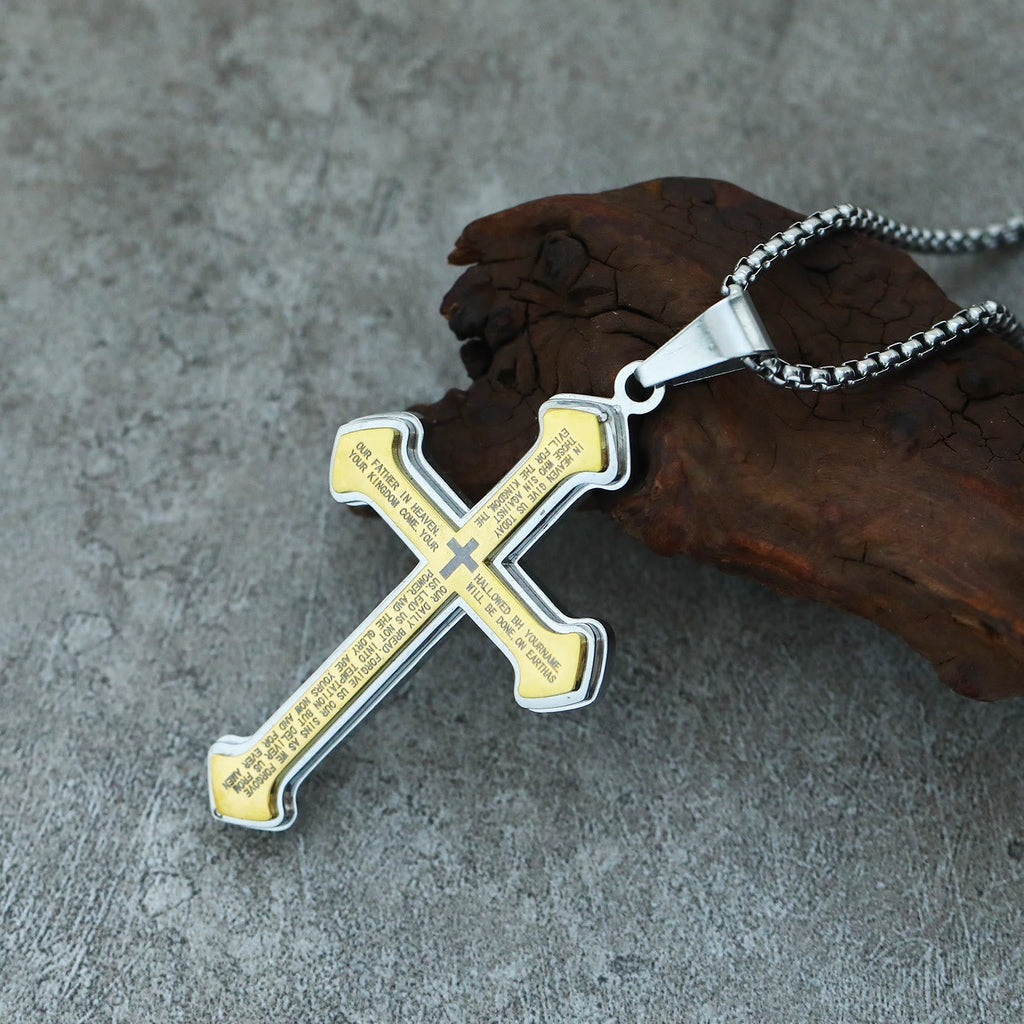 4-Colored Multi-Layered Scripture Cross Necklace