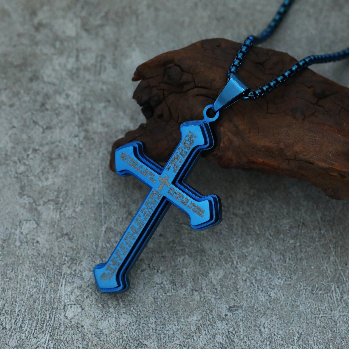 4-Colored Multi-Layered Scripture Cross Necklace