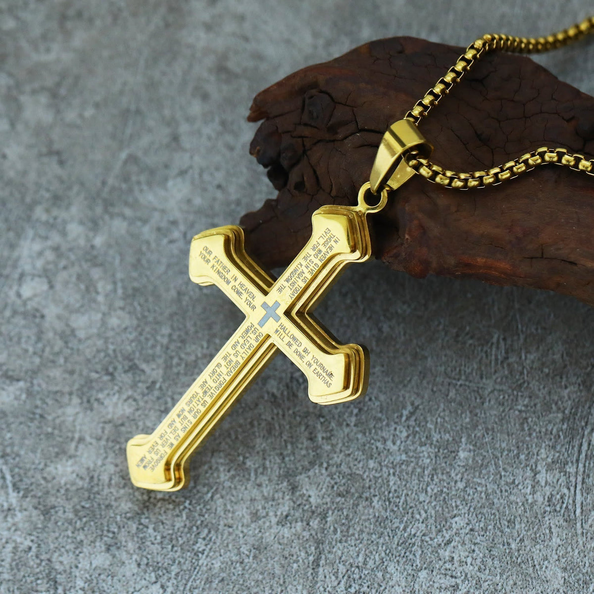 4-Colored Multi-Layered Scripture Cross Necklace