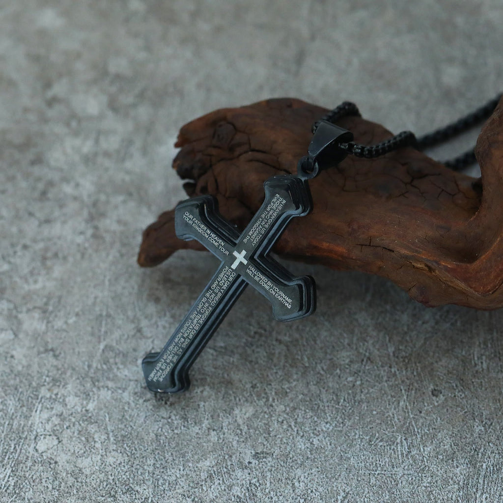 4-Colored Multi-Layered Scripture Cross Necklace