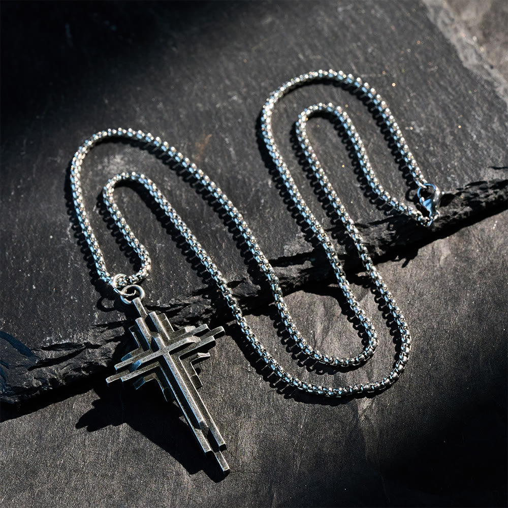 Collar de Cruz de Aleación Estructurada: Joyería de Fe Moderna por Capas