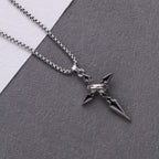 Collar de Metal Pulido con Cruz de Anillos Anidados: Recuerda Su Abrazo Duradero