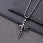 Collar de Metal Pulido con Cruz de Anillos Anidados: Recuerda Su Abrazo Duradero
