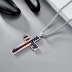 Collar de Cruz de Metal con Motivo de Bandera: Lleva la Fe y el Honor Cerca del Corazón