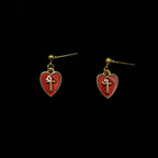 Collar y Aretes a Juego con Dije de Corazón y Cruz: Encarna Su Tierno Amor