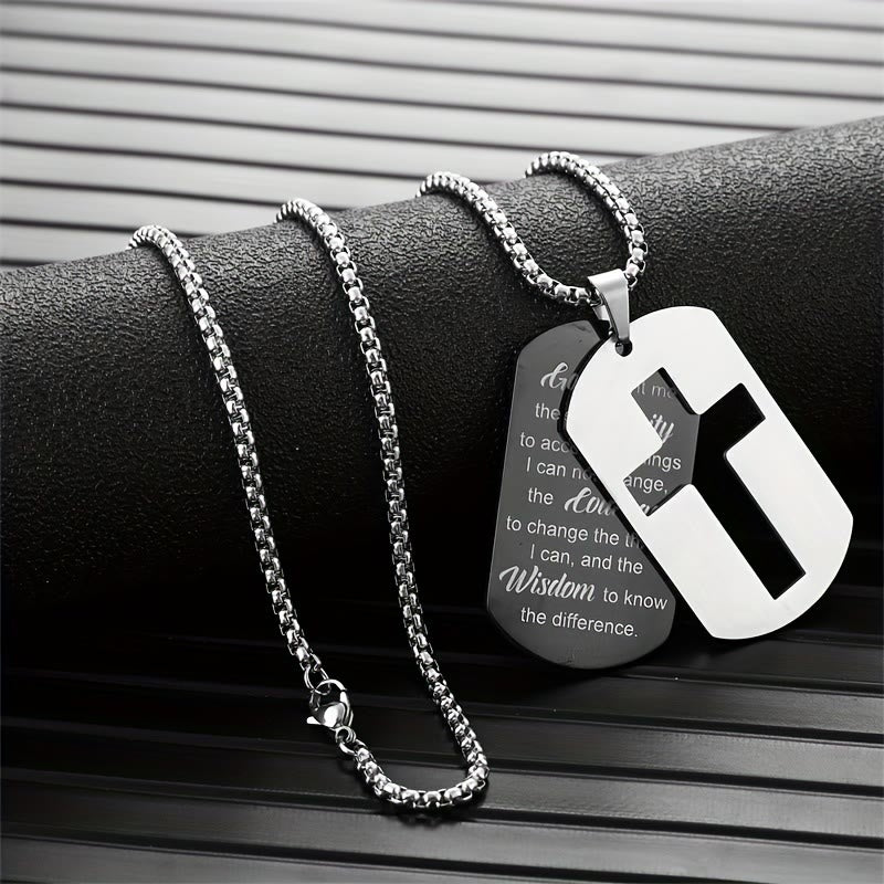 Collar con Cruz Calada de Metal Pulido y Versículo Grabado: Lleva Su Promesa Cada Día