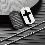 Collar con Cruz Calada de Metal Pulido y Versículo Grabado: Lleva Su Promesa Cada Día