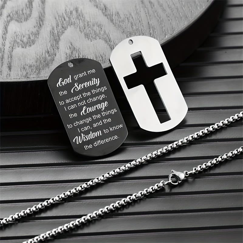 Collar con Cruz Calada de Metal Pulido y Versículo Grabado: Lleva Su Promesa Cada Día