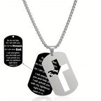 Collar con Cruz Calada de Metal Pulido y Versículo Grabado: Lleva Su Promesa Cada Día