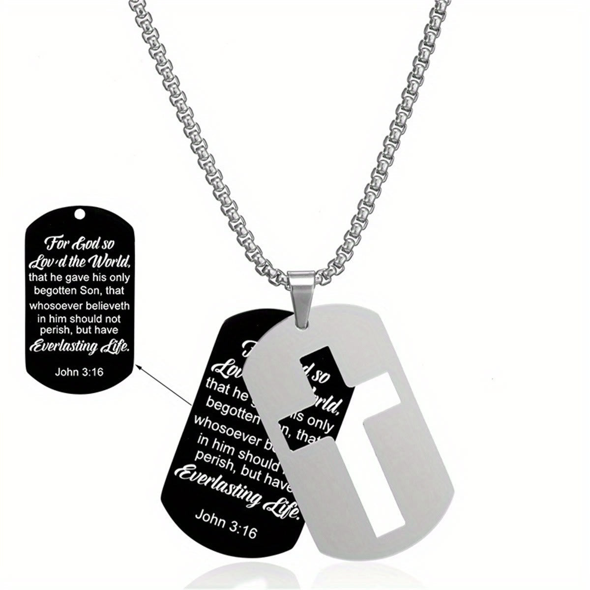 Collar con Cruz Calada de Metal Pulido y Versículo Grabado: Lleva Su Promesa Cada Día