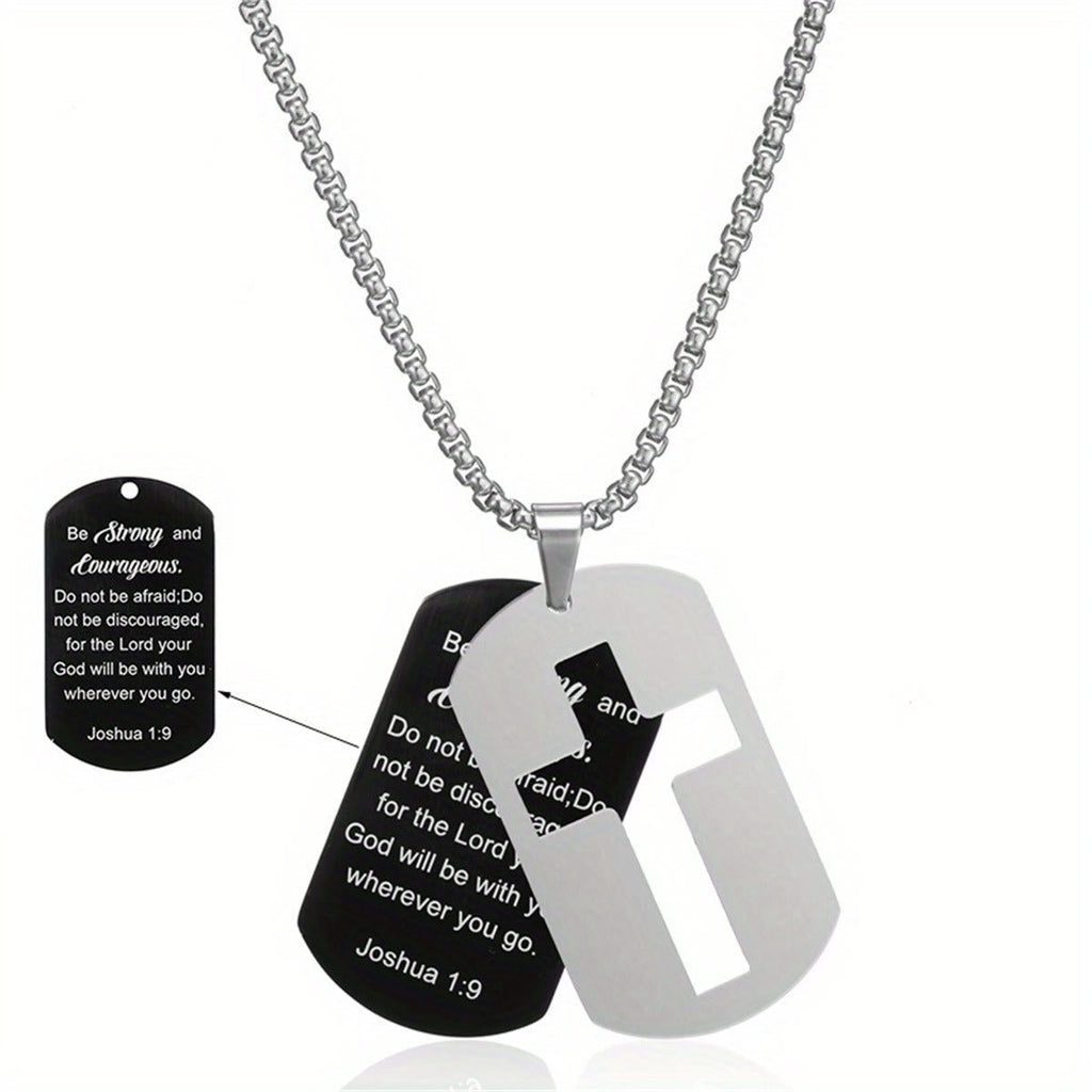 Collar con Cruz Calada de Metal Pulido y Versículo Grabado: Lleva Su Promesa Cada Día