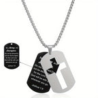 Collar con Cruz Calada de Metal Pulido y Versículo Grabado: Lleva Su Promesa Cada Día