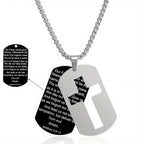 Collar con Cruz Calada de Metal Pulido y Versículo Grabado: Lleva Su Promesa Cada Día