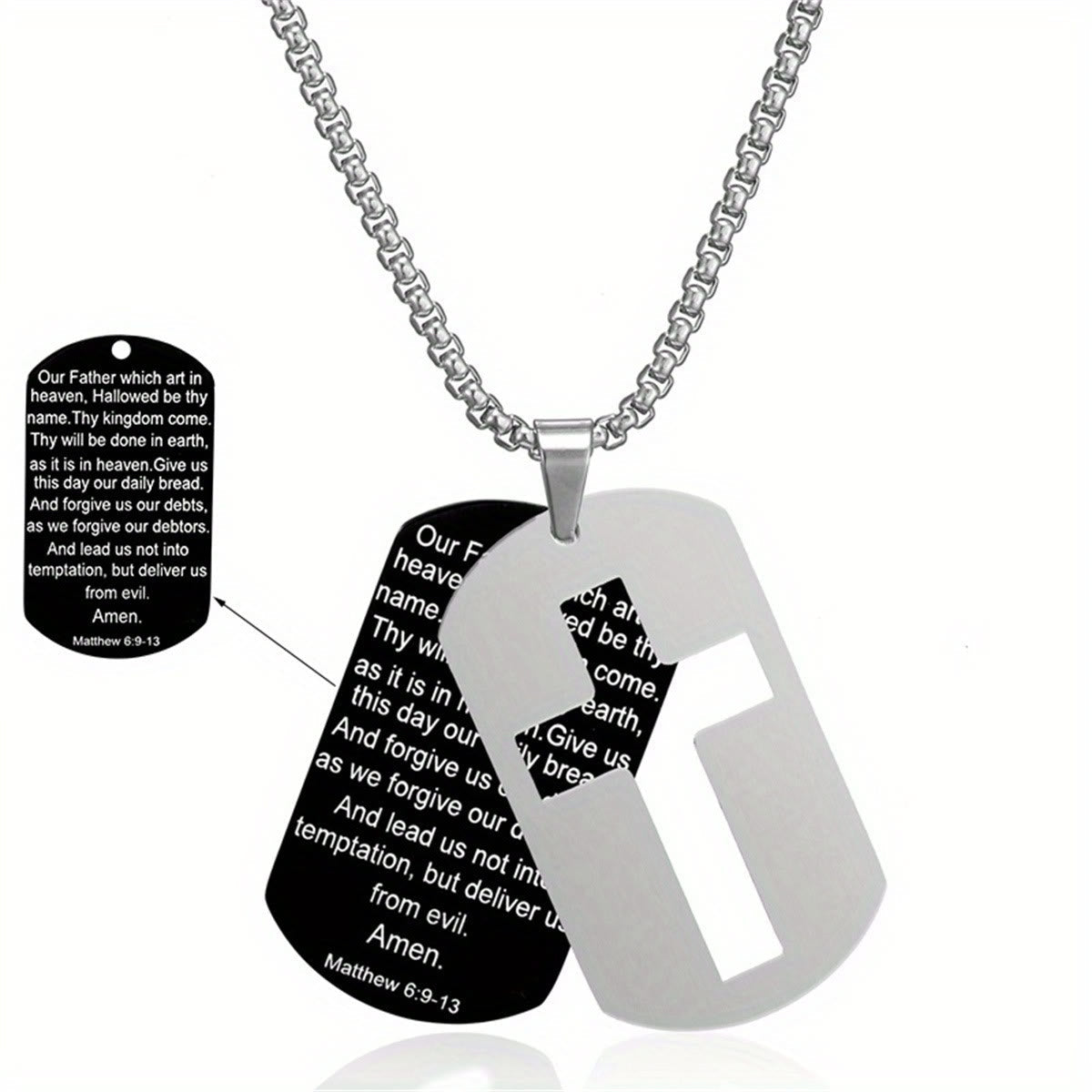 Collar con Cruz Calada de Metal Pulido y Versículo Grabado: Lleva Su Promesa Cada Día