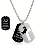 Collar con Cruz Calada de Metal Pulido y Versículo Grabado: Lleva Su Promesa Cada Día