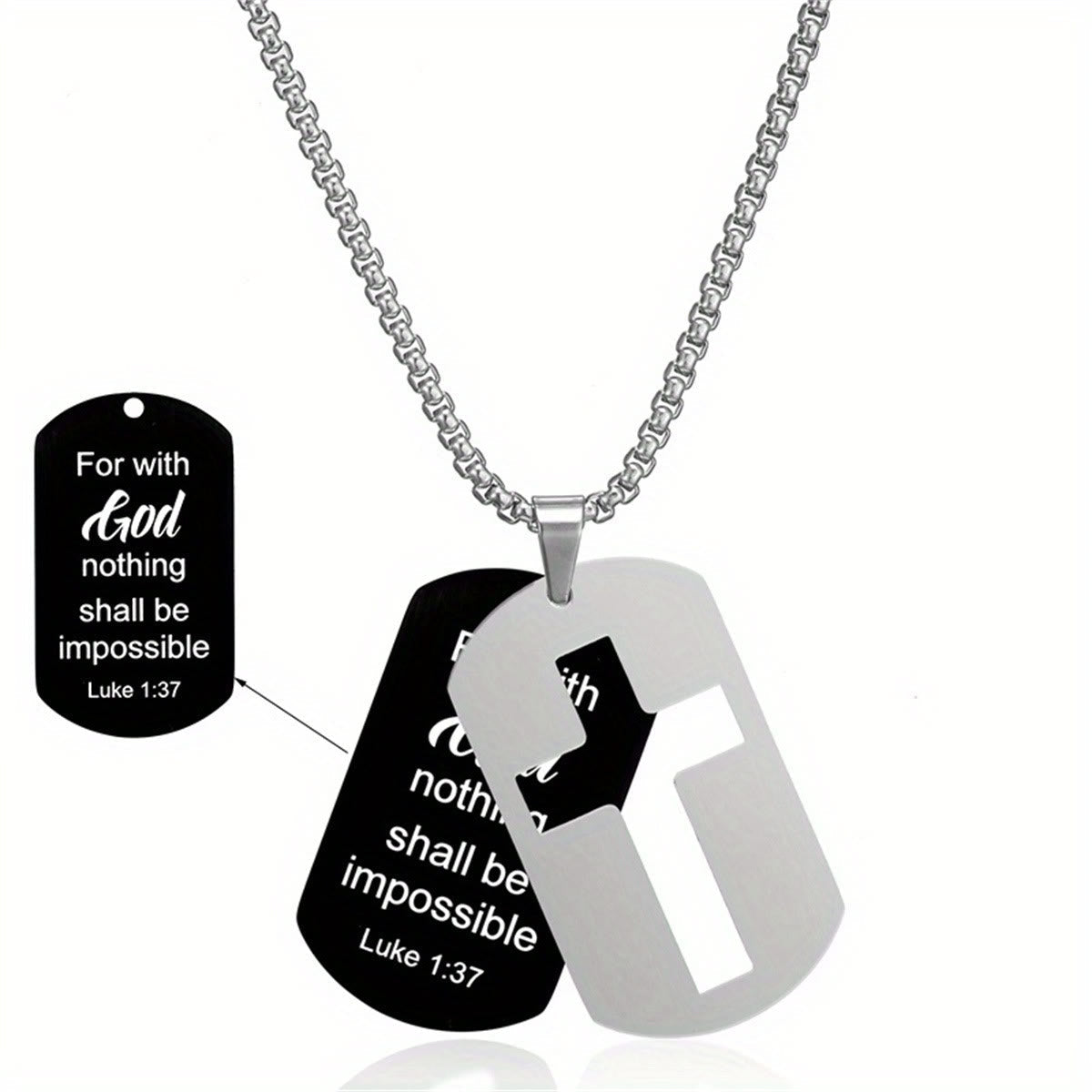 Collar con Cruz Calada de Metal Pulido y Versículo Grabado: Lleva Su Promesa Cada Día