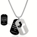 Collar con Cruz Calada de Metal Pulido y Versículo Grabado: Lleva Su Promesa Cada Día