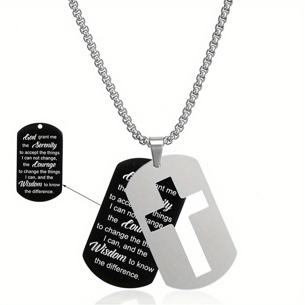 Collar con Cruz Calada de Metal Pulido y Versículo Grabado: Lleva Su Promesa Cada Día