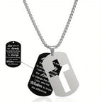 Collar con Cruz Calada de Metal Pulido y Versículo Grabado: Lleva Su Promesa Cada Día