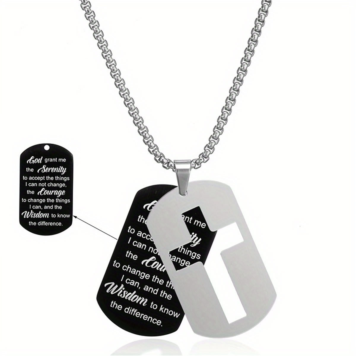 Collar con Cruz Calada de Metal Pulido y Versículo Grabado: Lleva Su Promesa Cada Día