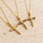Nail-Inspired Cross Necklace with Cubic Zirconia